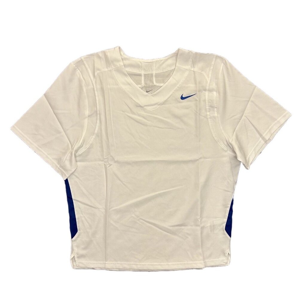 Nike Men's White Jersey with Blue Highlights